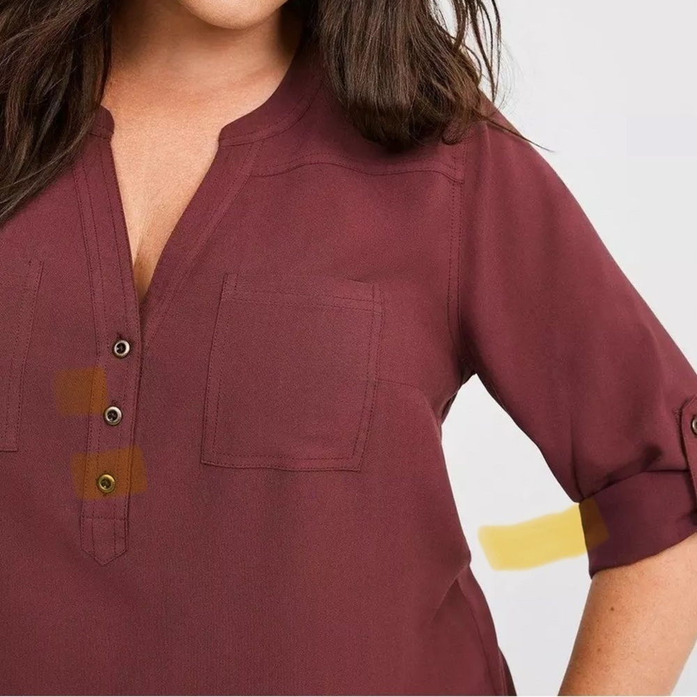 Torrid Walnut Rayon Twill Tunic Shirt blouse. - Picture 6 of 6